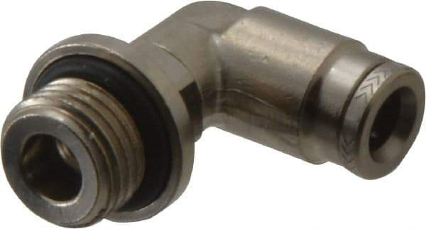 Norgren - 6mm Outside Diam, 1/4 BSPP, Nickel Plated Brass Push-to-Connect Tube Male Swivel Elbow - 260 Max psi, Tube to Male BSPP Connection, Nitrile O-Ring - Exact Tool & Supply