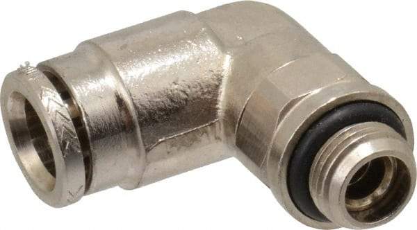 Norgren - 8mm Outside Diam, 1/8 BSPP, Nickel Plated Brass Push-to-Connect Tube Male Swivel Elbow - 260 Max psi, Tube to Male BSPP Connection, Nitrile O-Ring - Exact Tool & Supply