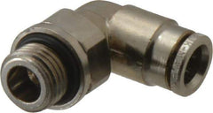 Norgren - 8mm Outside Diam, 1/4 BSPP, Nickel Plated Brass Push-to-Connect Tube Male Swivel Elbow - 260 Max psi, Tube to Male BSPP Connection, Nitrile O-Ring - Exact Tool & Supply