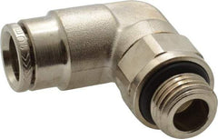 Norgren - 10mm Outside Diam, 1/4 BSPP, Nickel Plated Brass Push-to-Connect Tube Male Swivel Elbow - 260 Max psi, Tube to Male BSPP Connection, Nitrile O-Ring - Exact Tool & Supply