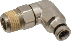 Norgren - 4mm Outside Diam, 1/8 BSPT, Nickel Plated Brass Push-to-Connect Tube Male Swivel Elbow - 260 Max psi, Tube to Male BSPT Connection, Nitrile O-Ring - Exact Tool & Supply