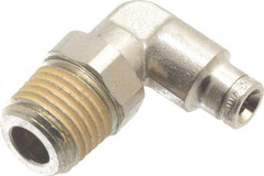 Norgren - 4mm Outside Diam, 1/4 BSPT, Nickel Plated Brass Push-to-Connect Tube Male Swivel Elbow - 260 Max psi, Tube to Male BSPT Connection, Nitrile O-Ring - Exact Tool & Supply