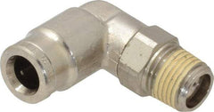 Norgren - 6mm Outside Diam, 1/8 BSPT, Nickel Plated Brass Push-to-Connect Tube Male Swivel Elbow - 260 Max psi, Tube to Male BSPT Connection, Nitrile O-Ring - Exact Tool & Supply