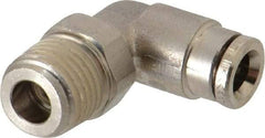 Norgren - 6mm Outside Diam, 1/4 BSPT, Nickel Plated Brass Push-to-Connect Tube Male Swivel Elbow - 260 Max psi, Tube to Male BSPT Connection, Nitrile O-Ring - Exact Tool & Supply