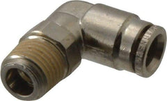 Norgren - 8mm Outside Diam, 1/4 BSPT, Nickel Plated Brass Push-to-Connect Tube Male Swivel Elbow - 260 Max psi, Tube to Male BSPT Connection, Nitrile O-Ring - Exact Tool & Supply