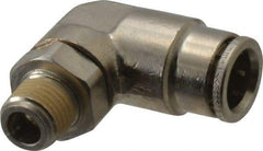 Norgren - 12mm Outside Diam, 1/4 BSPT, Nickel Plated Brass Push-to-Connect Tube Male Swivel Elbow - 260 Max psi, Tube to Male BSPT Connection, Nitrile O-Ring - Exact Tool & Supply