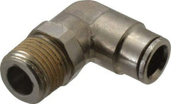 Norgren - 12mm Outside Diam, 1/2 BSPT, Nickel Plated Brass Push-to-Connect Tube Male Swivel Elbow - 260 Max psi, Tube to Male BSPT Connection, Nitrile O-Ring - Exact Tool & Supply