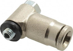 Norgren - 6mm Outside Diam, M5x0.8 Metric, Nickel Plated Brass Push-to-Connect Tube Male Swivel Banjo Elbow - 260 Max psi, Tube to Metric Thread Connection, Nitrile O-Ring - Exact Tool & Supply