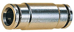 Norgren - 12mm Outside Diam, Nickel Plated Brass Push-to-Connect Tube Union - 260 Max psi, Tube to Tube Connection, Nitrile O-Ring - Exact Tool & Supply