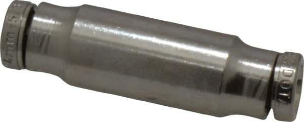 Norgren - 4mm Outside Diam, Nickel Plated Brass Push-to-Connect Tube Union - 260 Max psi, Tube to Tube Connection, Nitrile O-Ring - Exact Tool & Supply