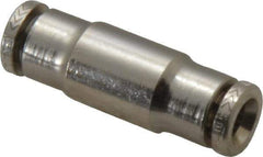 Norgren - 5mm Outside Diam, Nickel Plated Brass Push-to-Connect Tube Union - 260 Max psi, Tube to Tube Connection, Nitrile O-Ring - Exact Tool & Supply