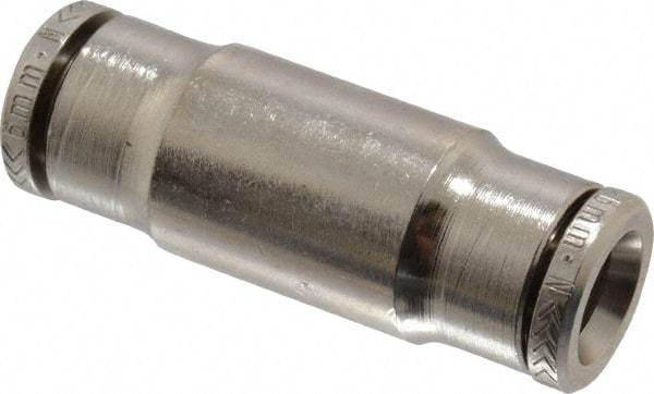 Norgren - 6mm Outside Diam, Nickel Plated Brass Push-to-Connect Tube Union - 260 Max psi, Tube to Tube Connection, Nitrile O-Ring - Exact Tool & Supply