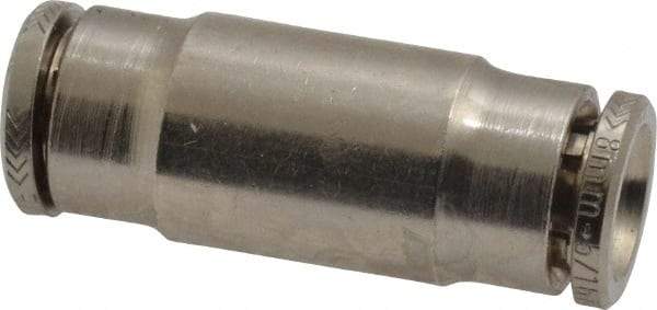 Norgren - 8mm Outside Diam, Nickel Plated Brass Push-to-Connect Tube Union - 260 Max psi, Tube to Tube Connection, Nitrile O-Ring - Exact Tool & Supply