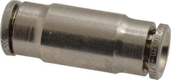 Norgren - 8mm Outside Diam, Nickel Plated Brass Push-to-Connect Tube Union - 260 Max psi, Tube to Tube Connection, Nitrile O-Ring - Exact Tool & Supply