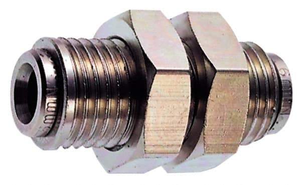 Norgren - 12mm Outside Diam, M24x1.5 Thread, Nickel Plated Brass Push-to-Connect Tube Bulkhead Union - 260 Max psi, Tube to Tube Connection, , Nitrile O-Ring - Exact Tool & Supply