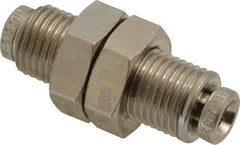 Norgren - 4mm Outside Diam, M10x1.0 Thread, Nickel Plated Brass Push-to-Connect Tube Bulkhead Union - 260 Max psi, Tube to Tube Connection, , Nitrile O-Ring - Exact Tool & Supply