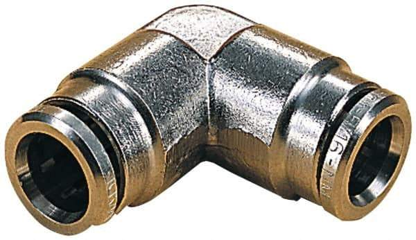Norgren - 4mm Outside Diam, Nickel Plated Brass Push-to-Connect Tube Union Elbow - 260 Max psi, Tube to Tube Connection, Nitrile O-Ring - Exact Tool & Supply