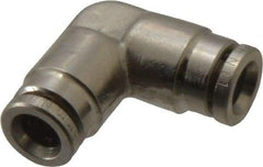 Norgren - 6mm Outside Diam, Nickel Plated Brass Push-to-Connect Tube Union Elbow - 260 Max psi, Tube to Tube Connection, Nitrile O-Ring - Exact Tool & Supply