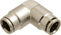 Norgren - 10mm Outside Diam, Nickel Plated Brass Push-to-Connect Tube Union Elbow - 260 Max psi, Tube to Tube Connection, Nitrile O-Ring - Exact Tool & Supply