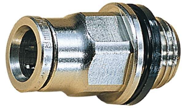 Norgren - 8mm Outside Diam, 1/2 BSPP, Nickel Plated Brass Push-to-Connect Tube Male Connector - 260 Max psi, Tube to Male BSPP Connection, Nitrile O-Ring - Exact Tool & Supply