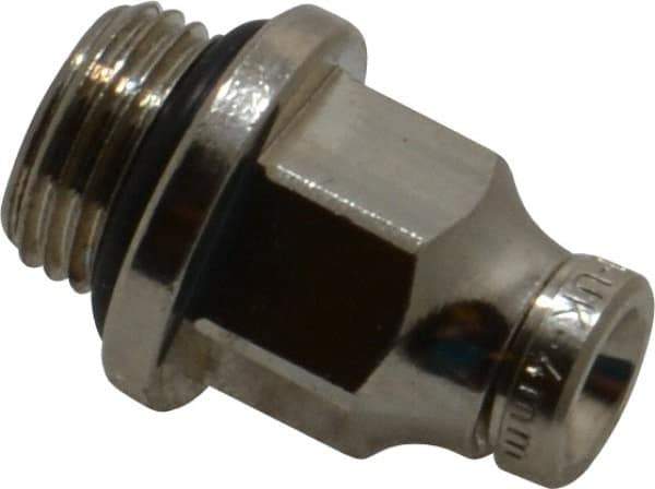 Norgren - 4mm Outside Diam, 1/8 BSPP, Nickel Plated Brass Push-to-Connect Tube Male Connector - 260 Max psi, Tube to Male BSPP Connection, Nitrile O-Ring - Exact Tool & Supply