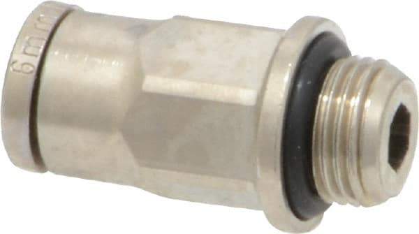 Norgren - 6mm Outside Diam, 1/8 BSPP, Nickel Plated Brass Push-to-Connect Tube Male Connector - 260 Max psi, Tube to Male BSPP Connection, Nitrile O-Ring - Exact Tool & Supply