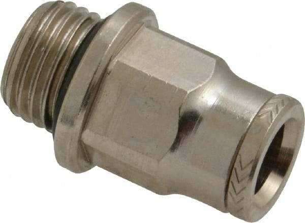 Norgren - 8mm Outside Diam, 1/4 BSPP, Nickel Plated Brass Push-to-Connect Tube Male Connector - 260 Max psi, Tube to Male BSPP Connection, Nitrile O-Ring - Exact Tool & Supply