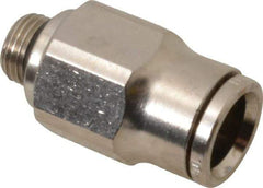 Norgren - 10mm Outside Diam, 1/8 BSPP, Nickel Plated Brass Push-to-Connect Tube Male Connector - 260 Max psi, Tube to Male BSPP Connection, Nitrile O-Ring - Exact Tool & Supply