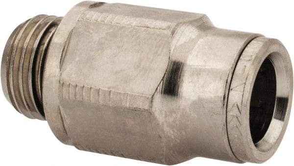 Norgren - 10mm Outside Diam, 1/4 BSPP, Nickel Plated Brass Push-to-Connect Tube Male Connector - 260 Max psi, Tube to Male BSPP Connection, Nitrile O-Ring - Exact Tool & Supply