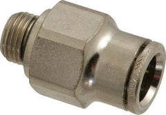 Norgren - 12mm Outside Diam, 1/4 BSPP, Nickel Plated Brass Push-to-Connect Tube Male Connector - 260 Max psi, Tube to Male BSPP Connection, Nitrile O-Ring - Exact Tool & Supply