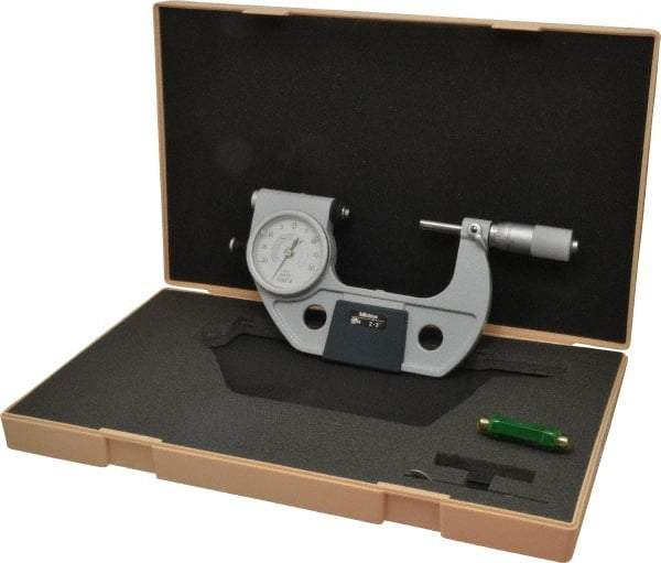 Mitutoyo - 2 to 3 Inch Range, 0.0001 Inch Graduation, Mechanical Indicating Micrometer - Accurate to 0.0001 Inch, Carbide-Tipped Measuring Face, Includes Fitted Plastic Case - Exact Tool & Supply