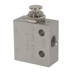 ARO/Ingersoll-Rand - 1/8" NPT Manual Mechanical Valve - 3-Way, 2 Position, Push-Button/Spring & 0.2 CV Rate - Exact Tool & Supply