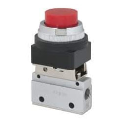 ARO/Ingersoll-Rand - 1/8" NPT Manual Mechanical Valve - 3-Way, 2 Position, Push-Button w/o Guard/Spring & 0.2 CV Rate - Exact Tool & Supply