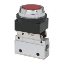 ARO/Ingersoll-Rand - 1/8" NPT Manual Mechanical Valve - 3-Way, 2 Position, Push-Button w/Guard/Spring & 0.2 CV Rate - Exact Tool & Supply