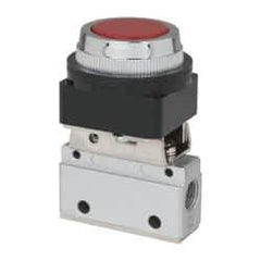 ARO/Ingersoll-Rand - 1/8" NPT Manual Mechanical Valve - 3-Way, 2 Position, Push-Button w/Guard/Spring & 0.2 CV Rate - Exact Tool & Supply