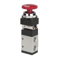 ARO/Ingersoll-Rand - 1/4" NPT Manual Mechanical Valve - 3-Way, 2 Position, Palm Button/Detent & 0.7 CV Rate - Exact Tool & Supply