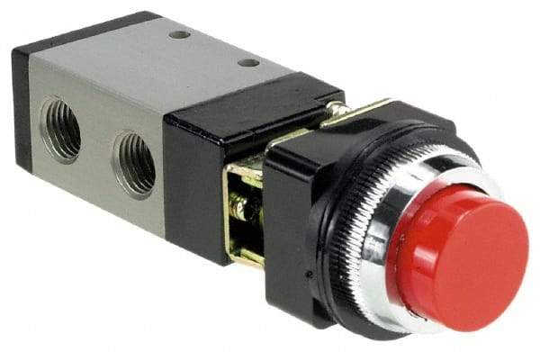 ARO/Ingersoll-Rand - 1/4" NPT Manual Mechanical Valve - 4-Way, 2 Position, Push-Button w/o Guard/Spring & 0.7 CV Rate - Exact Tool & Supply