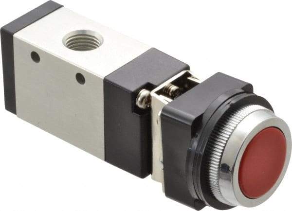ARO/Ingersoll-Rand - 1/4" NPT Manual Mechanical Valve - 3-Way, 2 Position, Push-Button w/Guard/Spring & 0.7 CV Rate - Exact Tool & Supply