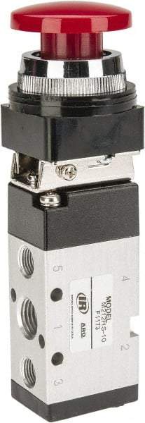 ARO/Ingersoll-Rand - 1/4" NPT Manual Mechanical Valve - 4-Way, 2 Position, Push-Button/Spring & 0.7 CV Rate - Exact Tool & Supply