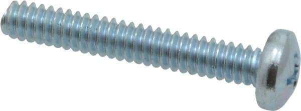 Value Collection - #10-24 UNC, 1-1/4" Length Under Head Phillips Drive Machine Screw - Pan Head, Grade 2 Steel, Zinc-Plated Finish, Without Washer - Exact Tool & Supply