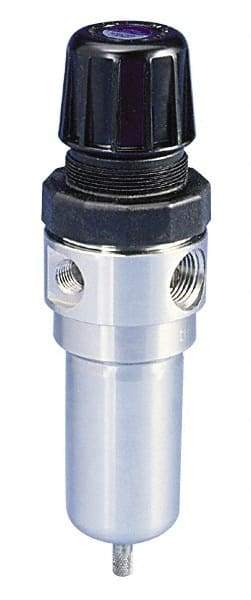 Parker - 1/2" NPT Port 1 Piece Filter/Regulator FRL Unit - Stainless Steel Bowl, 72 SCFM, 125 Max psi, 8.59" High, Manual Drain - Exact Tool & Supply