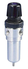 Parker - 1/2" NPT Port 1 Piece Filter/Regulator FRL Unit - Stainless Steel Bowl, 72 SCFM, 125 Max psi, 8.59" High, Manual Drain - Exact Tool & Supply