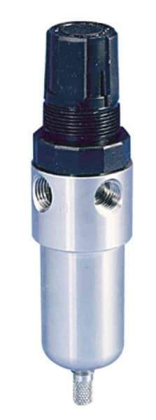 Parker - 1/4" NPT Port 1 Piece Filter/Regulator FRL Unit - Stainless Steel Bowl, 12 SCFM, 60 Max psi, 6.25" High, Manual Drain - Exact Tool & Supply