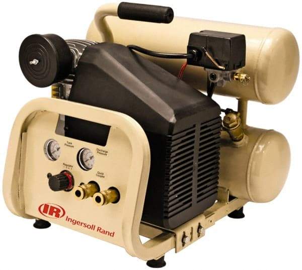 Ingersoll-Rand - 2 HP, 4.2 CFM Twin Stack Air Compressor - 4.0 Gallon Tank, 120 Amp, 125 Max psi, 120V - Exact Tool & Supply