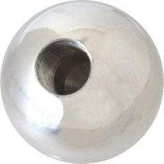 Gibraltar - 5/8-18 Thread, 1.88" Diam, Threaded Hole Ball Knob - Natural, Aluminum, Smooth Grip, 3/4" Hole Depth - Exact Tool & Supply