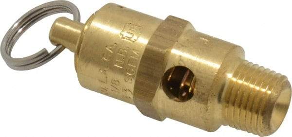 Kingston - 1/8" Inlet, ASME Safety Relief Valve - 100 Max psi, Brass - Exact Tool & Supply