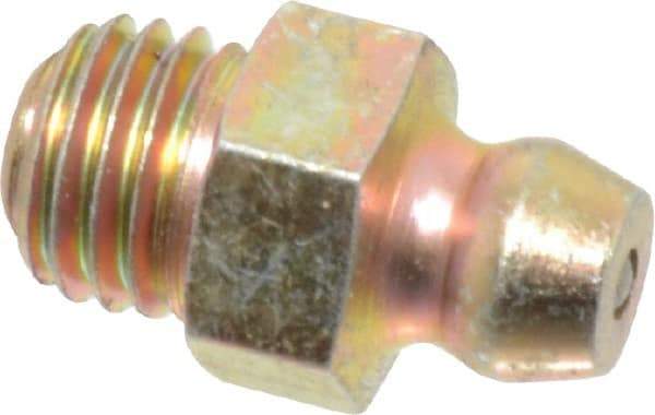 PRO-LUBE - Straight Head Angle, 5/16-24 UNF Steel Standard Grease Fitting - 7/16" Hex, 16.7mm Overall Height, 6.35mm Shank Length, Zinc Plated Finish - Exact Tool & Supply