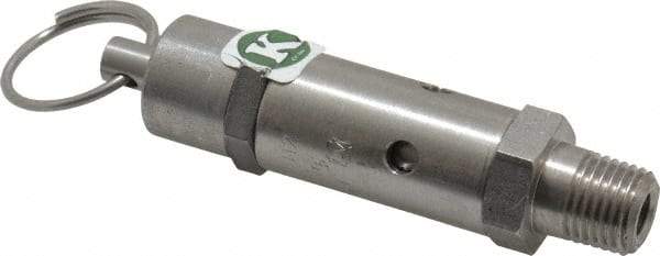 Kingston - 1/4" Inlet, ASME Safety Relief Valve - 125 Max psi, Stainless Steel - Exact Tool & Supply