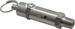 Kingston - 1/4" Inlet, ASME Safety Relief Valve - 125 Max psi, Stainless Steel - Exact Tool & Supply