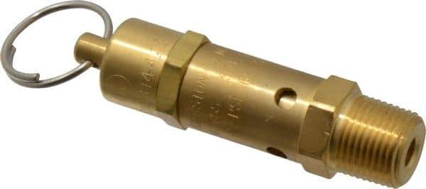 Kingston - 3/8" Inlet, ASME Safety Relief Valve - 100 Max psi, Brass - Exact Tool & Supply